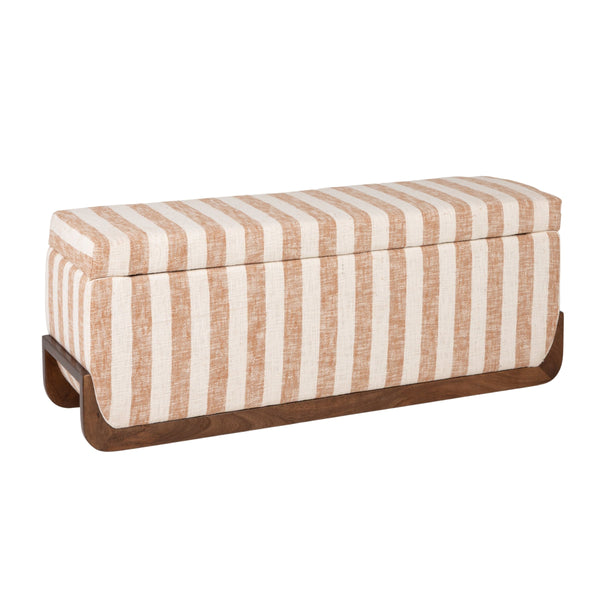 Rowena Interiors Striped Handcrafted Mango Wood Storage Bench Artisan Seat for Bedroom or Entryway EC2348