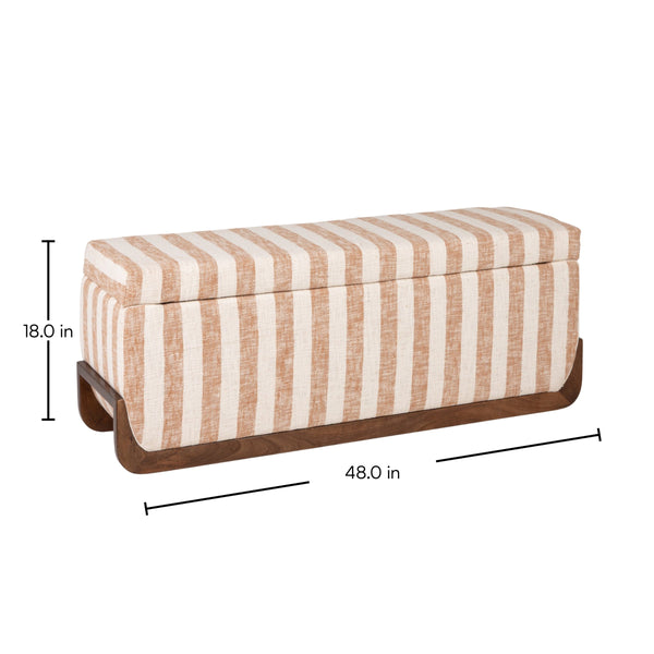 Rowena Interiors Striped Handcrafted Mango Wood Storage Bench Artisan Seat for Bedroom or Entryway EC2348