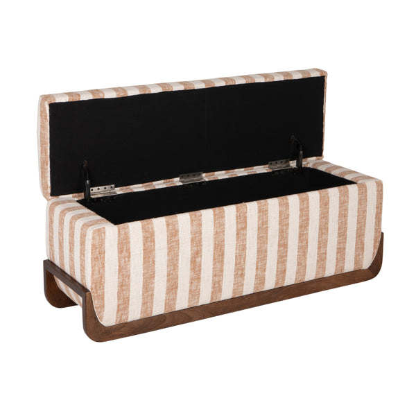 Rowena Interiors Striped Handcrafted Mango Wood Storage Bench Artisan Seat for Bedroom or Entryway EC2348