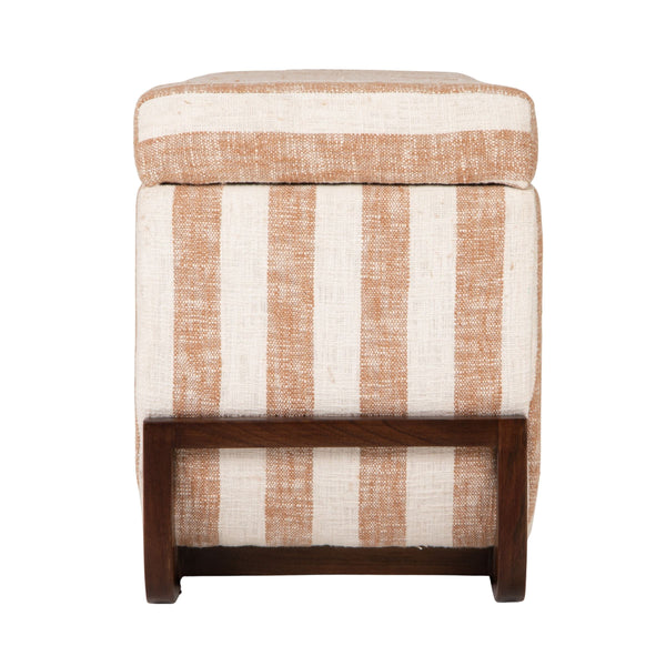 Rowena Interiors Striped Handcrafted Mango Wood Storage Bench Artisan Seat for Bedroom or Entryway EC2348