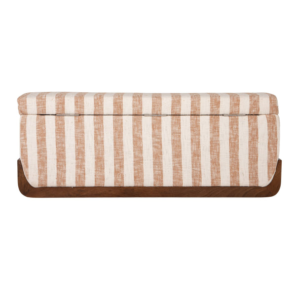 Rowena Interiors Striped Handcrafted Mango Wood Storage Bench Artisan Seat for Bedroom or Entryway EC2348
