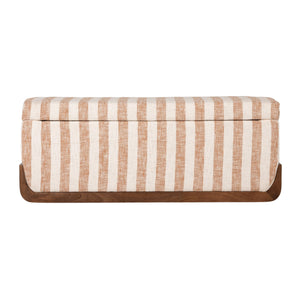 Rowena Interiors Striped Handcrafted Mango Wood Storage Bench Artisan Seat for Bedroom or Entryway EC2348