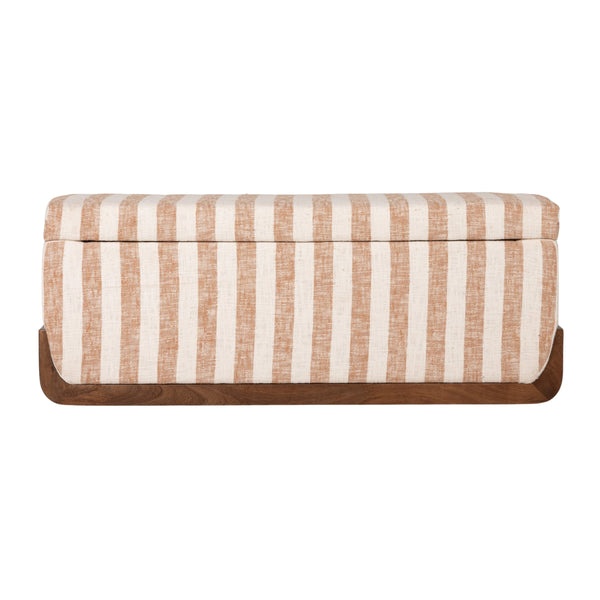 Rowena Interiors Striped Handcrafted Mango Wood Storage Bench Artisan Seat for Bedroom or Entryway EC2348