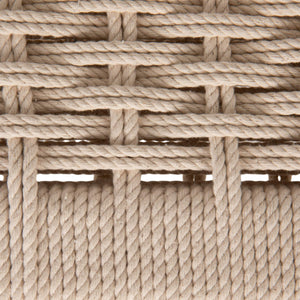 Rowena Interiors Mango Wood Entryway Bench Handwoven Cotton Seat Turned Legs Rustic Farmhouse Style EC2349