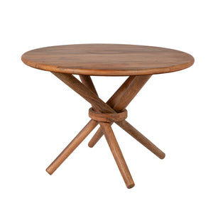 Rowena Interiors Round Solid Mango Wood Dining Table Crisscross Spindle Base Seats Four Farmhouse EC2350