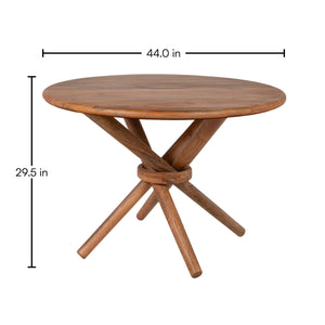 Rowena Interiors Round Solid Mango Wood Dining Table Crisscross Spindle Base Seats Four Farmhouse EC2350