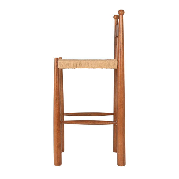 Rowena Interiors Mango Wood Artisan Bar Stool with Handwoven Rope Seat for Farmhouse Kitchens EC2352