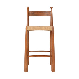 Rowena Interiors Mango Wood Artisan Bar Stool with Handwoven Rope Seat for Farmhouse Kitchens EC2352