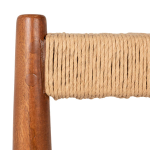 Rowena Interiors Mango Wood Artisan Bar Stool with Handwoven Rope Seat for Farmhouse Kitchens EC2352