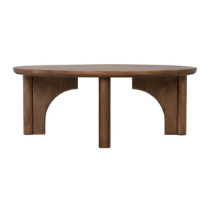 Rowena Interiors Round Solid Mango Wood Coffee Table with Sculptural Arched Legs for Modern Living Rooms EC2355