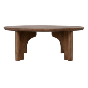 Rowena Interiors Round Solid Mango Wood Coffee Table with Sculptural Arched Legs for Modern Living Rooms EC2355
