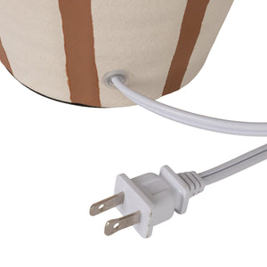 Rowena Interiors 20 Inch Hand Thrown Stoneware Table Lamp with Wide Pleated Linen Shade Artisan Craft EC2356