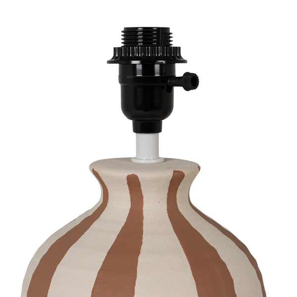 Rowena Interiors 20 Inch Hand Thrown Stoneware Table Lamp with Wide Pleated Linen Shade Artisan Craft EC2356