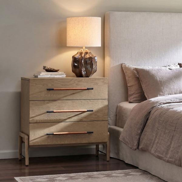 Rowena Interiors 19 Inch Handcrafted Stoneware Table Lamp with Beige Linen Drum Shade for Warm Ambiance EC2357
