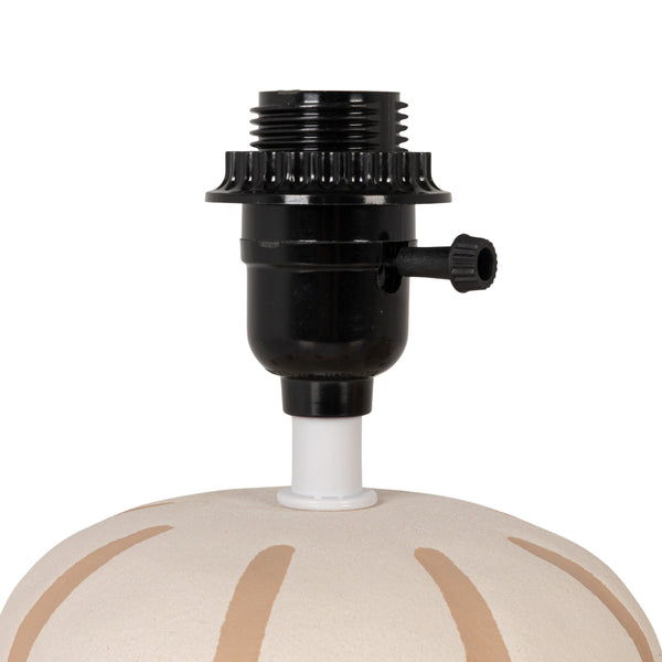 Rowena Interiors 11 Inch Stoneware Bedside Lamp Artisan Glazed Ceramic Base Pleated Beige Shade EC2358