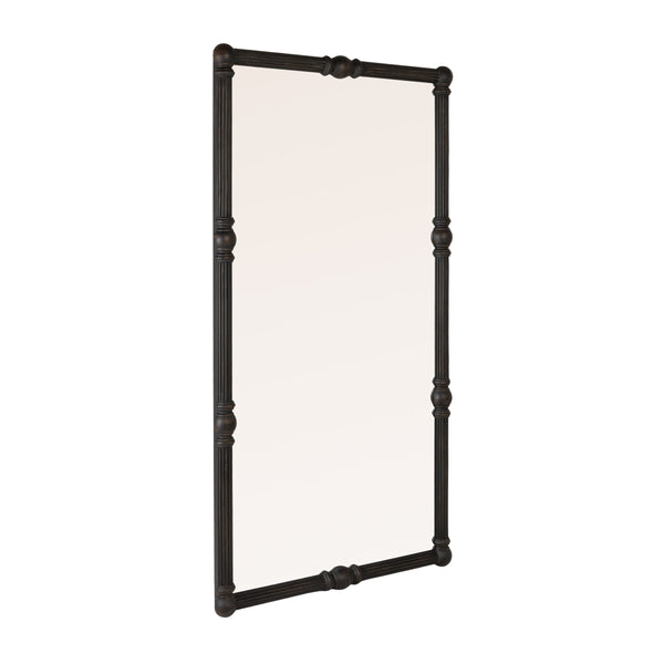 Rowena Interiors Rectangular Black Wood Mirror with Fluted Spindle Frame for Entryways and Bedrooms EC2360