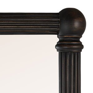 Rowena Interiors Rectangular Black Wood Mirror with Fluted Spindle Frame for Entryways and Bedrooms EC2360