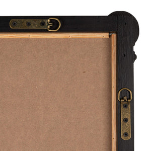 Rowena Interiors Rectangular Black Wood Mirror with Fluted Spindle Frame for Entryways and Bedrooms EC2360