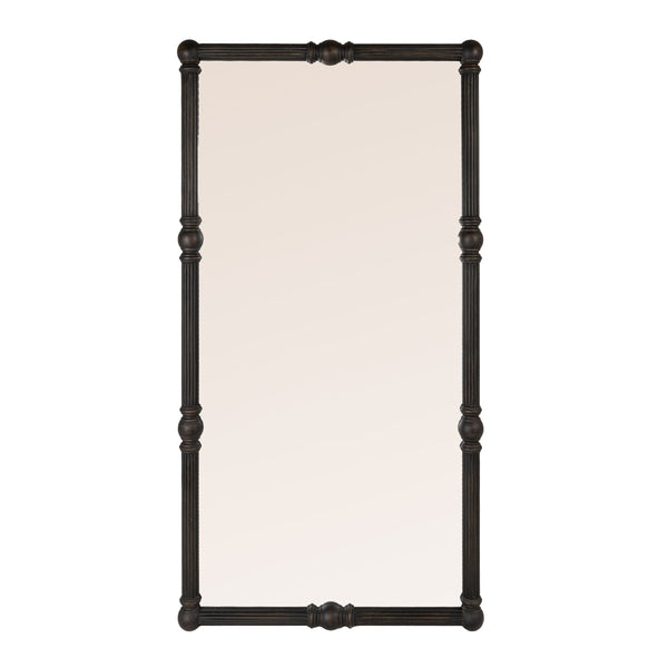 Rowena Interiors Rectangular Black Wood Mirror with Fluted Spindle Frame for Entryways and Bedrooms EC2360