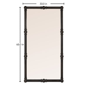 Rowena Interiors Rectangular Black Wood Mirror with Fluted Spindle Frame for Entryways and Bedrooms EC2360