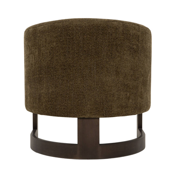 Rowena Interiors Beech Wood Barrel Back Velvet Accent Chair Mid Century Modern Reading Nook Seat EC2364
