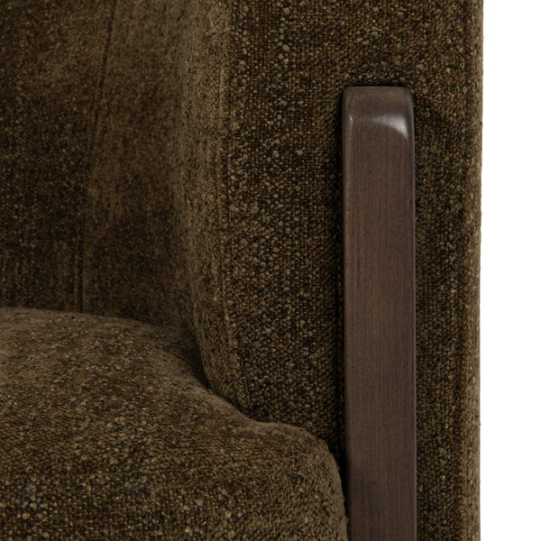 Rowena Interiors Beech Wood Barrel Back Velvet Accent Chair Mid Century Modern Reading Nook Seat EC2364