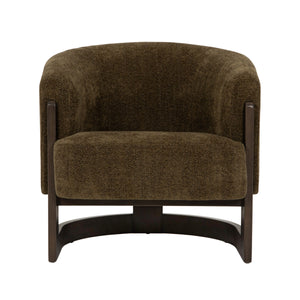 Rowena Interiors Beech Wood Barrel Back Velvet Accent Chair Mid Century Modern Reading Nook Seat EC2364