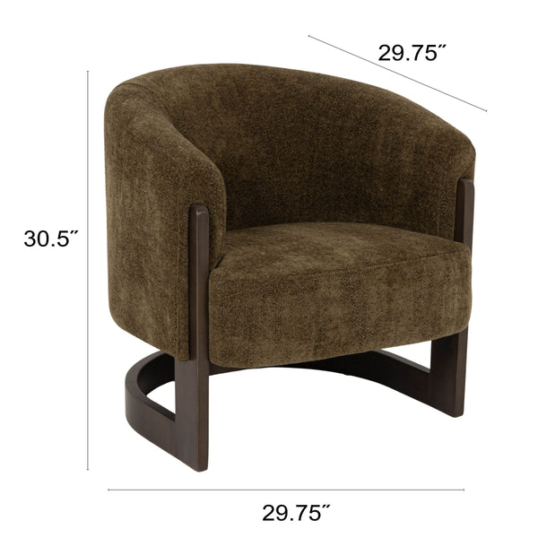 Rowena Interiors Beech Wood Barrel Back Velvet Accent Chair Mid Century Modern Reading Nook Seat EC2364