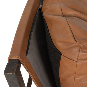 Rowena Interiors Leather Sling Accent Chair Solid Beech Wood Open Frame Mid-Century Modern Seating EC2365