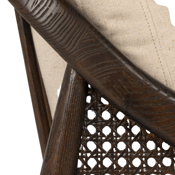 Rowena Interiors Ash Beech Frame Woven Cane Armchair with Padded Seat for Bohemian Living Spaces EC2367