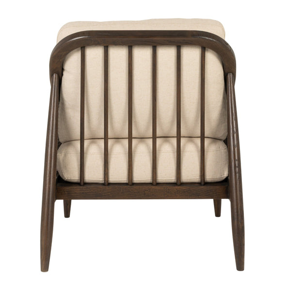 Rowena Interiors Ash Beech Frame Woven Cane Armchair with Padded Seat for Bohemian Living Spaces EC2367