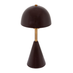 Rowena Interiors 14 Inch Handcrafted Stoneware Table Lamp with Artisan Dome Shade and Iron Accents EC2368