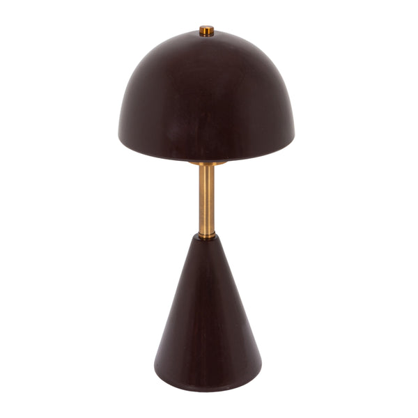 Rowena Interiors 14 Inch Handcrafted Stoneware Table Lamp with Artisan Dome Shade and Iron Accents EC2368