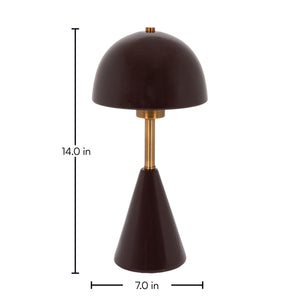 Rowena Interiors 14 Inch Handcrafted Stoneware Table Lamp with Artisan Dome Shade and Iron Accents EC2368