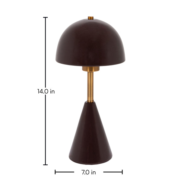 Rowena Interiors 14 Inch Handcrafted Stoneware Table Lamp with Artisan Dome Shade and Iron Accents EC2368