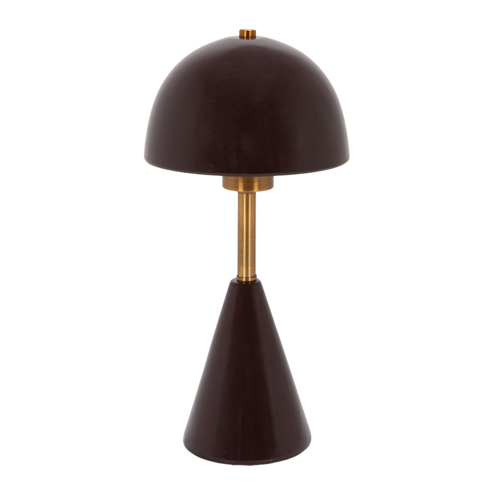 Rowena Interiors 14 Inch Handcrafted Stoneware Table Lamp with Artisan Dome Shade and Iron Accents EC2368