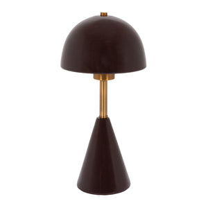 Rowena Interiors 14 Inch Handcrafted Stoneware Table Lamp with Artisan Dome Shade and Iron Accents EC2368