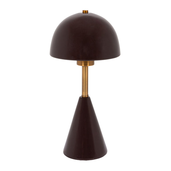 Rowena Interiors 14 Inch Handcrafted Stoneware Table Lamp with Artisan Dome Shade and Iron Accents EC2368