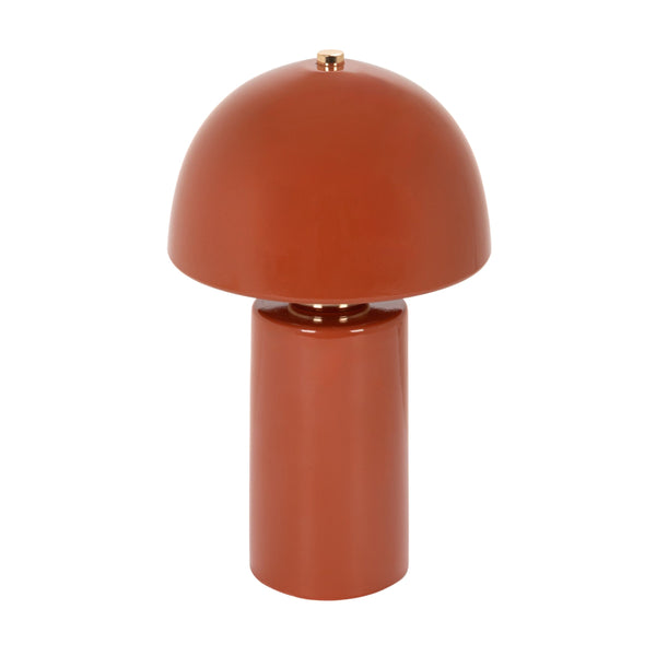 Rowena Interiors 12 Inch Hand Thrown Terracotta Table Lamp with Rust Ceramic Dome and Gold Iron Accents EC2369
