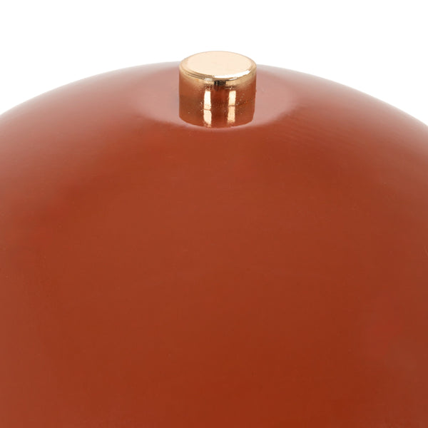 Rowena Interiors 12 Inch Hand Thrown Terracotta Table Lamp with Rust Ceramic Dome and Gold Iron Accents EC2369