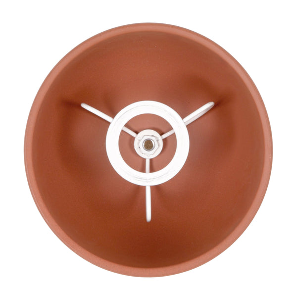 Rowena Interiors 12 Inch Hand Thrown Terracotta Table Lamp with Rust Ceramic Dome and Gold Iron Accents EC2369
