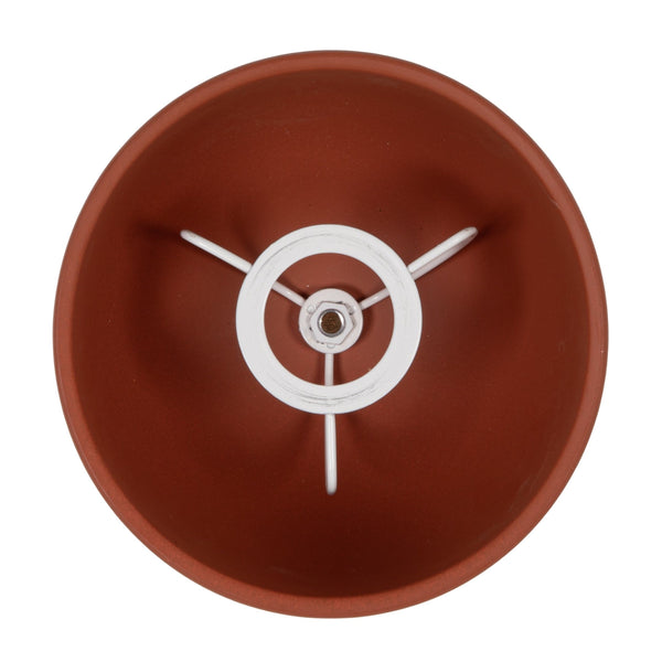 Rowena Interiors 12 Inch Hand Thrown Terracotta Table Lamp with Rust Ceramic Dome and Gold Iron Accents EC2369