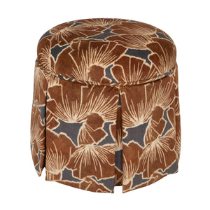 Rowena Interiors Round Floral Print Storage Ottoman Pleated Skirted Base for Bohemian Living Rooms EC2373