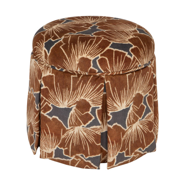 Rowena Interiors Round Floral Print Storage Ottoman Pleated Skirted Base for Bohemian Living Rooms EC2373