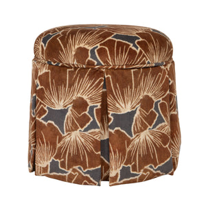 Rowena Interiors Round Floral Print Storage Ottoman Pleated Skirted Base for Bohemian Living Rooms EC2373