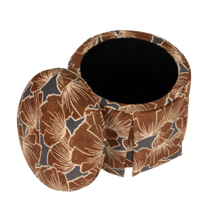 Rowena Interiors Round Floral Print Storage Ottoman Pleated Skirted Base for Bohemian Living Rooms EC2373