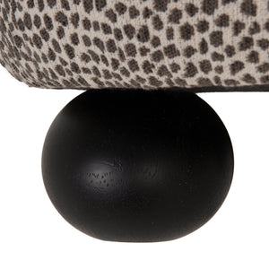 Rowena Interiors Round Stacked Upholstered Ottoman Dotted Polyester Fabric Rubberwood Ball Legs Accent EC2374