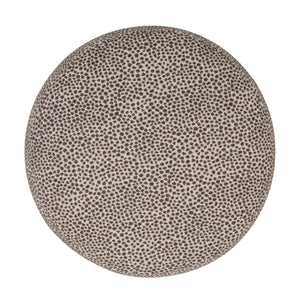 Rowena Interiors Round Stacked Upholstered Ottoman Dotted Polyester Fabric Rubberwood Ball Legs Accent EC2374