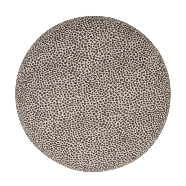 Rowena Interiors Round Stacked Upholstered Ottoman Dotted Polyester Fabric Rubberwood Ball Legs Accent EC2374