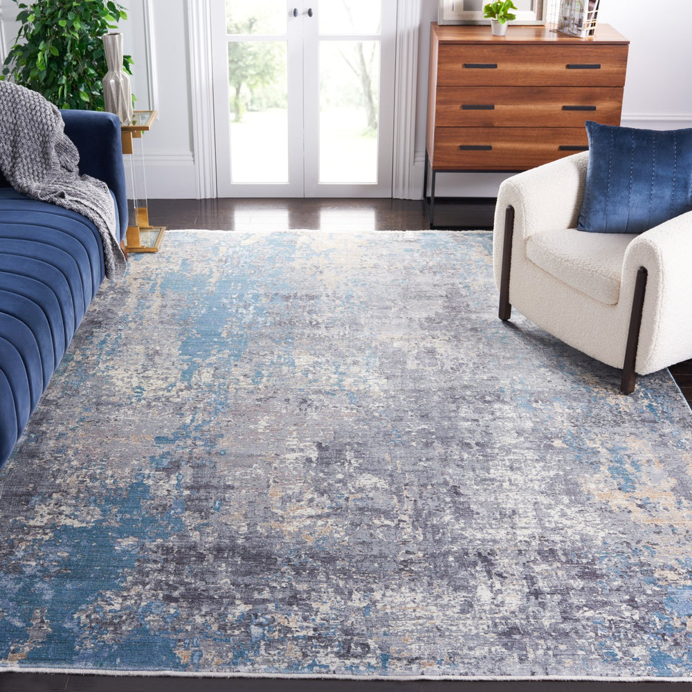 Safavieh Eclipse Modern Abstract Area Rug - Luxurious Turkish Craftsmanship In Elegant Neutral Hues Grey ,Blue 80% Viscose,20% Acrylic Ecl123f-9